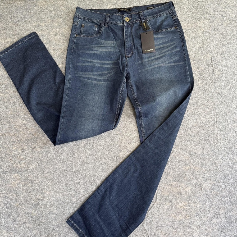 Massimo Dutti Jeans Mens 33x34 Blue Regular Fit Straight Denim Medium Wash